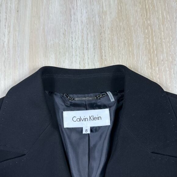 Calvin Klein Black 3-Button Career Office Professional Classic Blazer Jacket 8 - Picture 10 of 12